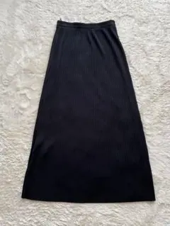 ロングスカート 黒 ブラック リブ