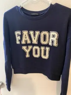 FAVOR YOU クロップド丈トップス ネイビーのサムネイル