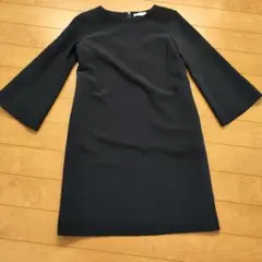 anySiS ブラック 七分袖 膝丈ワンピース