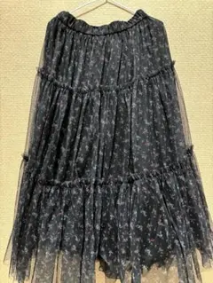 【新品】GU × rokh チュールスカート ブラック レイヤードスカート