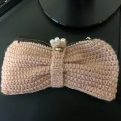リボン ペンケース 編み物 ハンドメイド 筆箱 ポーチ