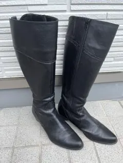 再値下げ→卑弥呼Elegance 黒 レザー ロングブーツ ヒール3cm