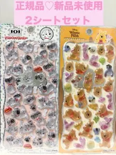 【正規品】101匹わんちゃん 、プーさんプチドロップステッカー2シートセット