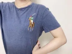 レアカラー♡ラルフローレン　ビッグポニー刺繍Tシャツカットソー　くすみブルー