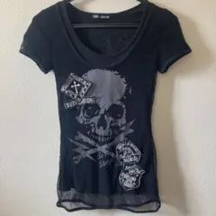 GHOST OF HARLEM Tシャツ メッシュ 重ね着風 ワッペン 黒のサムネイル