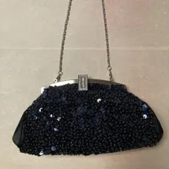 Rue de Bビーズ装飾の黒いパーティーバッグ