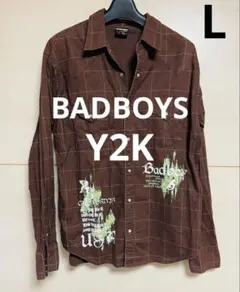 BADBOY バッドボーイ　長袖シャツ　Lサイズ ボタンダウン　ブラウン