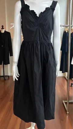 Mite ブラック キャミソールワンピース ロング丈 Vネック フリル ZARA