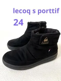 コックスポルティフ スノーブーツ　24cm スエード　ブラック　雨雪対応