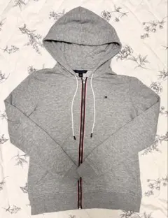 TOMMY HILFIGER フード付ジップパーカー グレー XSサイズ