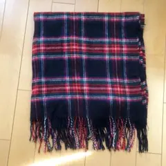大判ストール　赤チェック　美品タータンチェック