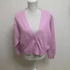 ウォッシャブルショートカーディガン　ピンク