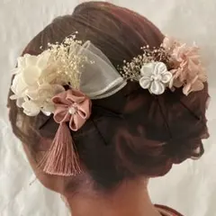 つまみ細工　ドライフラワー　髪飾り　成人式　卒業式　袴　振袖　前撮り　タッセル