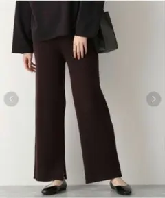 【GLOBAL WORK】メルティニットリブパンツ パープル