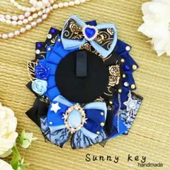 【セール】即購入◎ 痛ロゼット 痛バ　缶バッジ　青　黒 リボン ハンドメイド