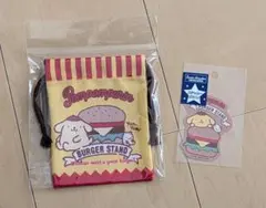 サンリオ　ポムポムプリン　ヴィンテージレトロ　ミニ巾着　ステッカー