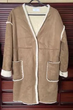 ムートン　ロングコート ブラウン