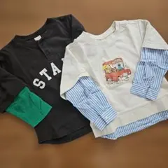 プティマイン★110サイズ★ レイヤード長袖カットソー2枚セット