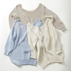 春物 新品未使用 タグ付 田丸麻紀 × ナノユニバース ブルー ニット