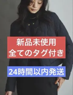 【TAION×anuans】ノーカラーキルティングショートダウン　ネイビー