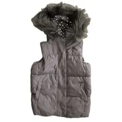 GapKids グレー ダウンベスト 130cm (8~9歳) ファー付き