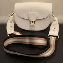 Borse in Pelle 本革ラウンドフラップショルダーバッグ 白