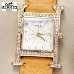 天然ダイヤ鑑別書つき★ エルメス★Hウォッチ　ダイヤベゼル★レディース腕時計 中古)HERMES エルメス Hウォッチ HH1.230 ベゼルダイヤ（商品ID