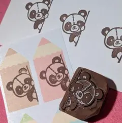 消しゴムはんこ ハンドメイド ほぼ日手帳 ひょっこり パンダ
