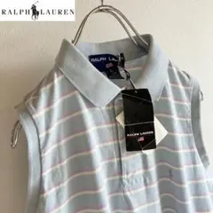 デッドストック ビンテージ ラルフローレン ノースリーブ ボーダー ポロシャツ