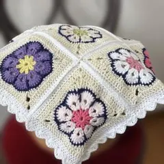 ハンドメイド かぎ編み ハート柄 マルチクロス - メルカリ