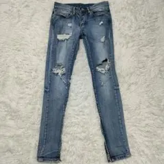 mnml ダメージ加工 クラッシュデニム パンツ　サイドジップ W29