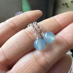 本翡翠、シルバー925 氷藍水本翡翠ビーズピアス