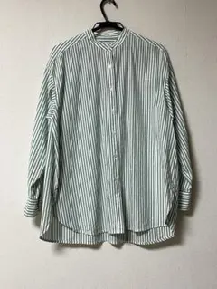 coen ストライプ　シャツ　ノーカラー