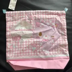 Mewkledreamyサンリオ 巾着袋 ピンク チェック柄