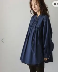 la-gemme Free size デニム レースアップ長袖シャツ