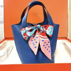 エルメス ピコタン PM ブルー 極美品 シルバー金具 フォロー割 【鑑定済】 エルメス ピコタンロック PM ブルージーン シルバー金具 超美品