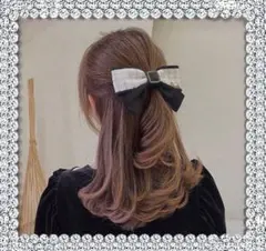 【新品未使用】リボン　ヘアアクセサリー　ツイード　バレッタ　白　ママ　デート