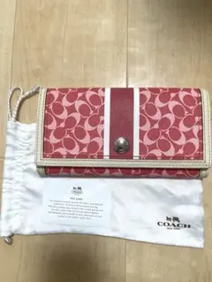 COACH 長財布 レッド/ホワイト ストライプ 星柄 - メルカリ