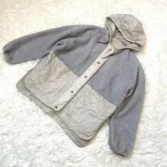 アミュレット ボアジャンパー 中綿 フード 大人可愛い 防寒 アウター グレー