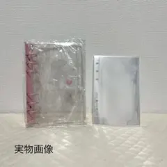 クリア バインダー シール帳 A6 透明 リフィル付 6穴 ピンク 収納