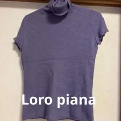 パープル ハイネック ニット 半袖