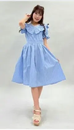 新品axes femme フリルデザインストライプワンピース　150のサムネイル
