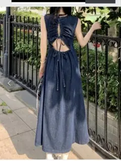 diaveバックリボンデニムワンピース