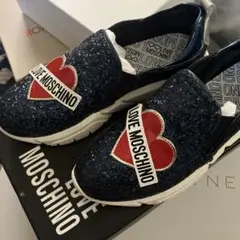 LOVE MOSCHINO グリッター青 スニーカー 36