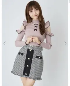 ♡【Ank Rouge】配色フリル千鳥スカート♡