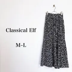 Classical Elf（M-L）総柄プリーツスカート　ロング　ブラック