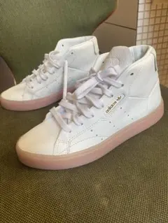 【美品】adidas アディダス SLEEK MID W ホワイト/ピンク　22