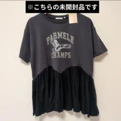 ニコアンド… フレアヘムプリントＴシャツ Lサイズ チャコール ② 未開封のサムネイル