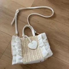 美品☆DIANA 2way ショルダーバッグ デニム フリル ハートチャーム 