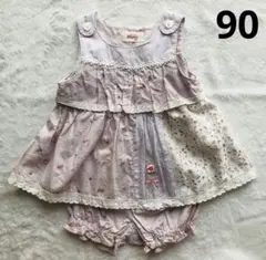 【美品短時間着1】スーリー　ローズプリントミルキースーツインパン付き　90センチ